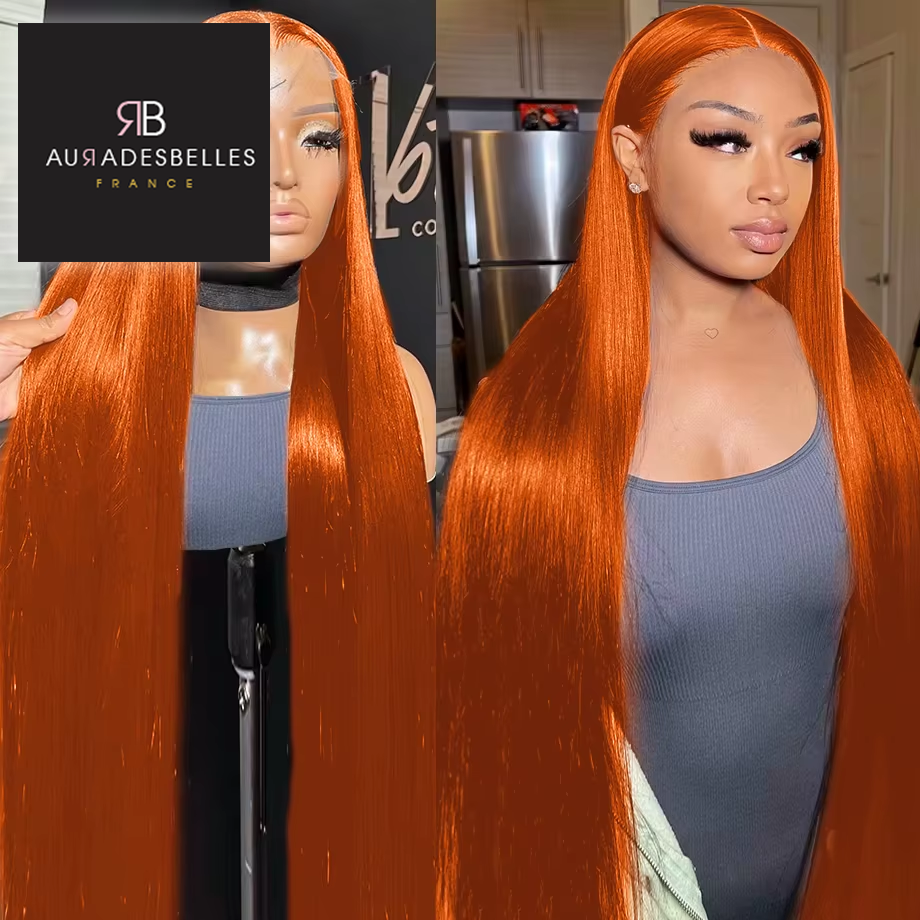 Ember : Perruque Orange lisse 32 pouces
