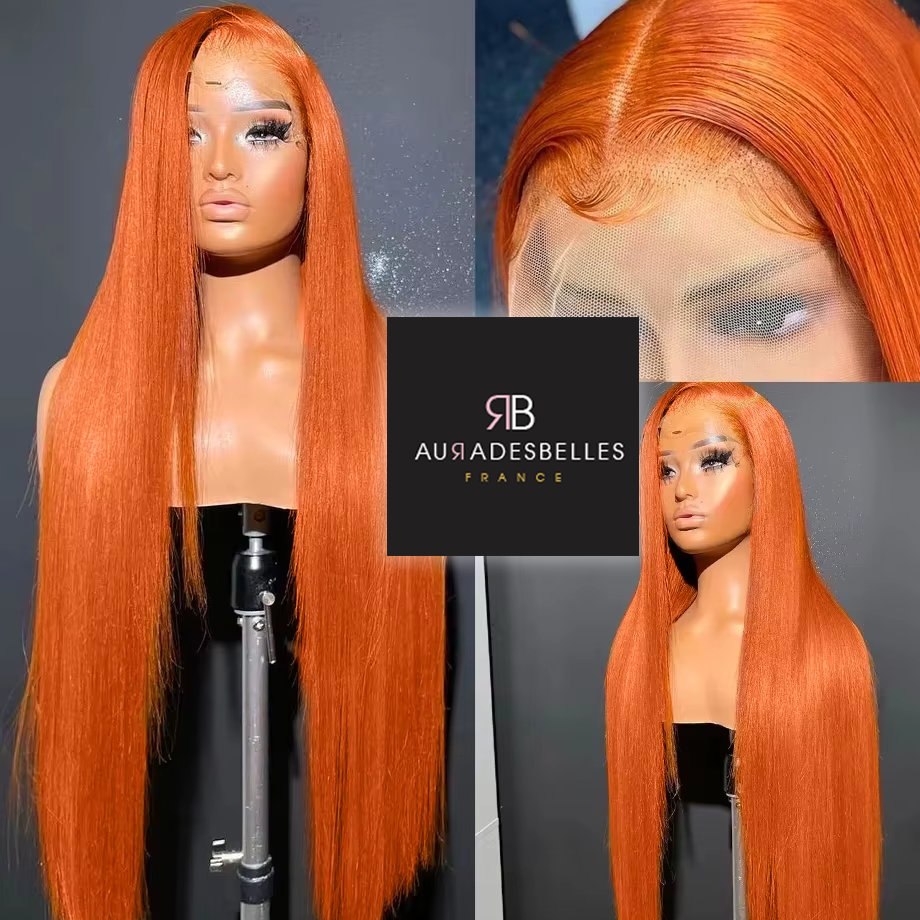 Ember : Perruque Orange lisse 32 pouces