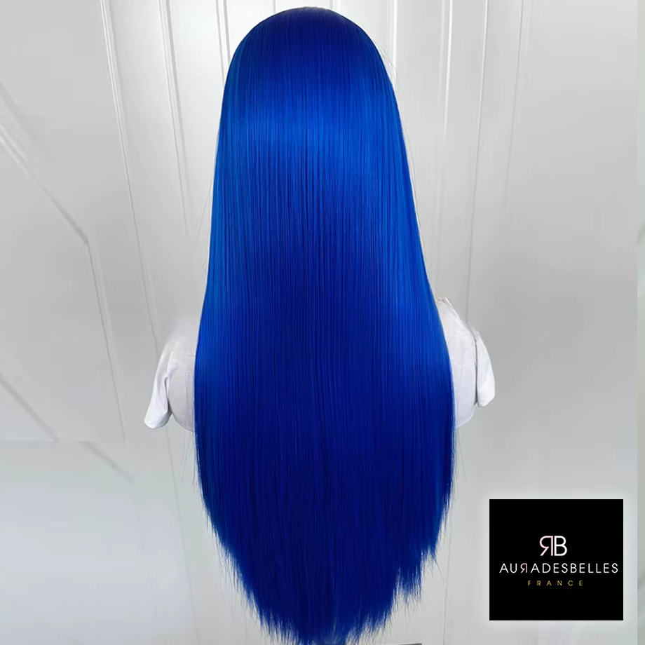 Billie : Perruque bleue lisse, 28 pouces